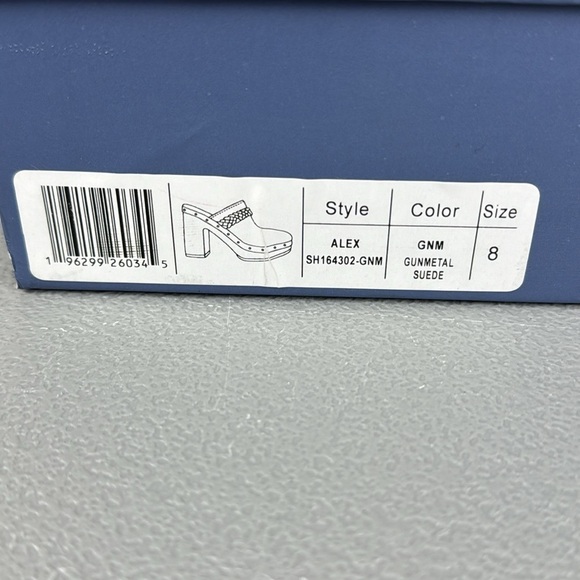 PAIGE Alex Platform Clogs in Gunmetal Suede. - Picture 11 of 15